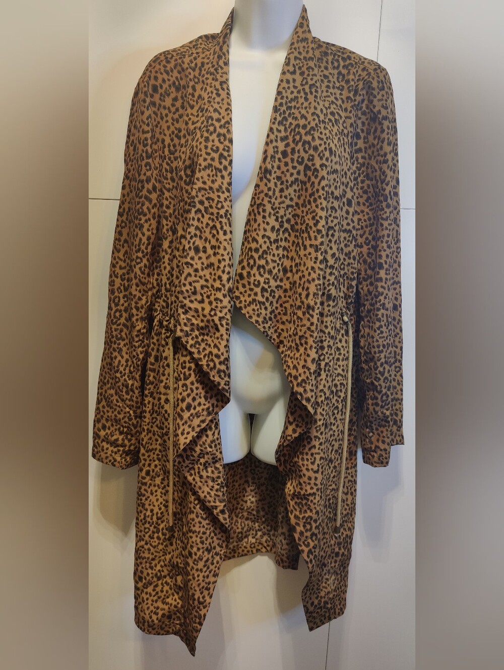 Mittoshop Leopard Print Waterfall Lightweight Jacket Size M